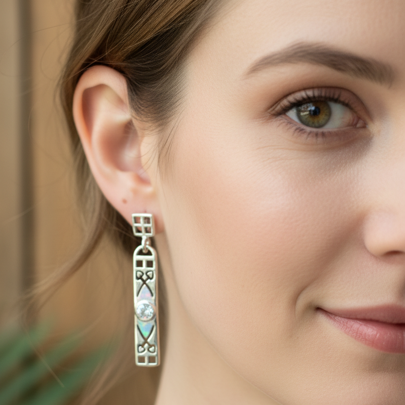 Scottish Art Deco Women’s Earrings in Sterling Silver | Post Earrings | Wiccan Center