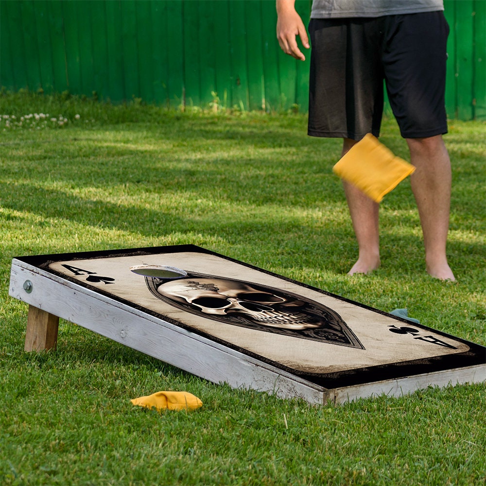 Ace of Skulls - Cornhole Board Wrap - Set of 2 | Cornhole Wrap | Wiccan Center