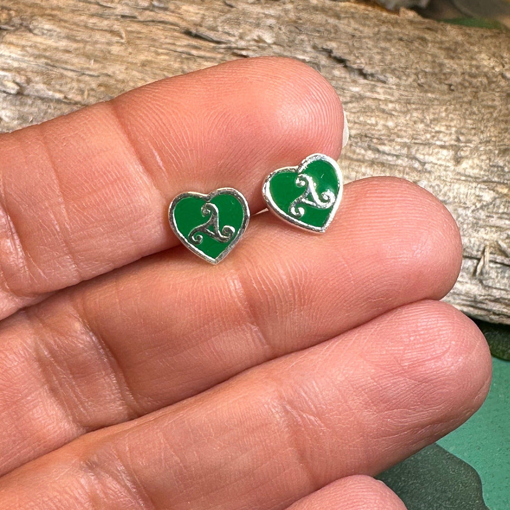 Green Celtic Spiral Earrings | Post Earrings | Wiccan Center