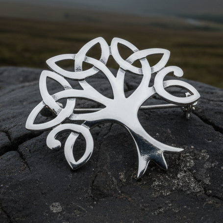 Celtic Trinity Knot Tree Of Life Brooch in Sterling Silver | Brooch | Wiccan Center