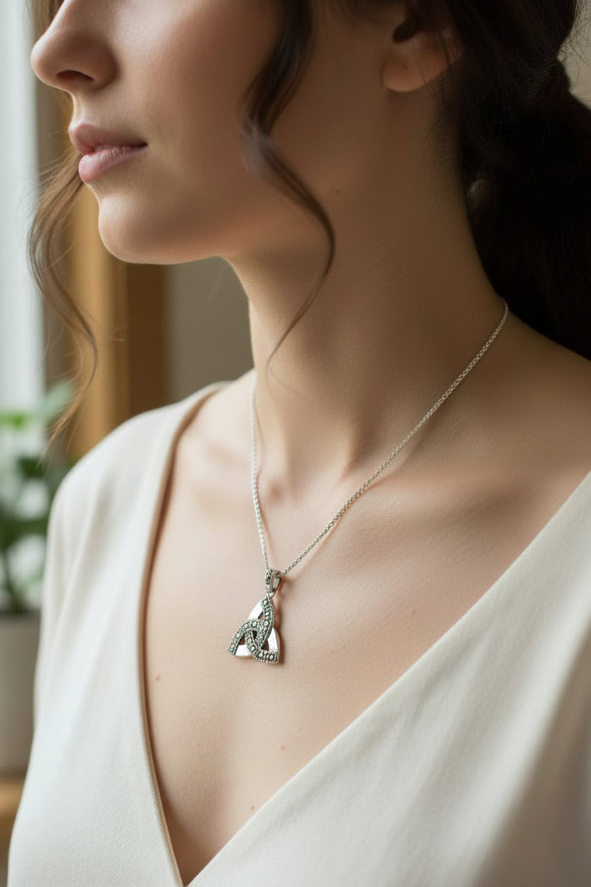 Marcasite Celtic Inspired Trinity Knot Necklace | Pendant | Wiccan Center