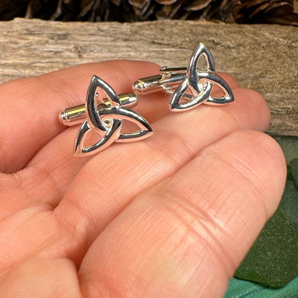 Classic Sterling Silver Trinity Knot Cuff Links for Men | Cuff Links | Wiccan Center