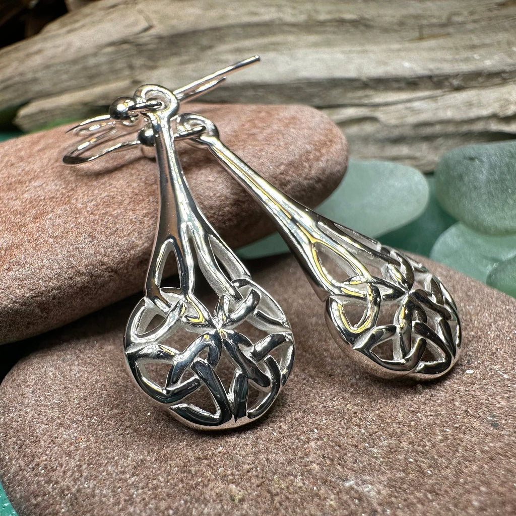 Celtic Teardrop Earrings in Sterling Silver | Dangle Earrings | Wiccan Center