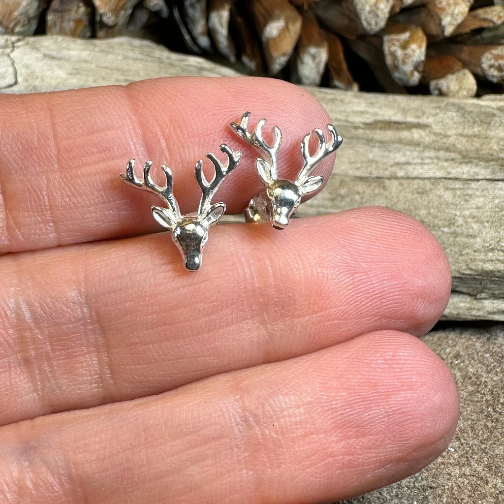 Stag Stud Earrings in Sterling Silver