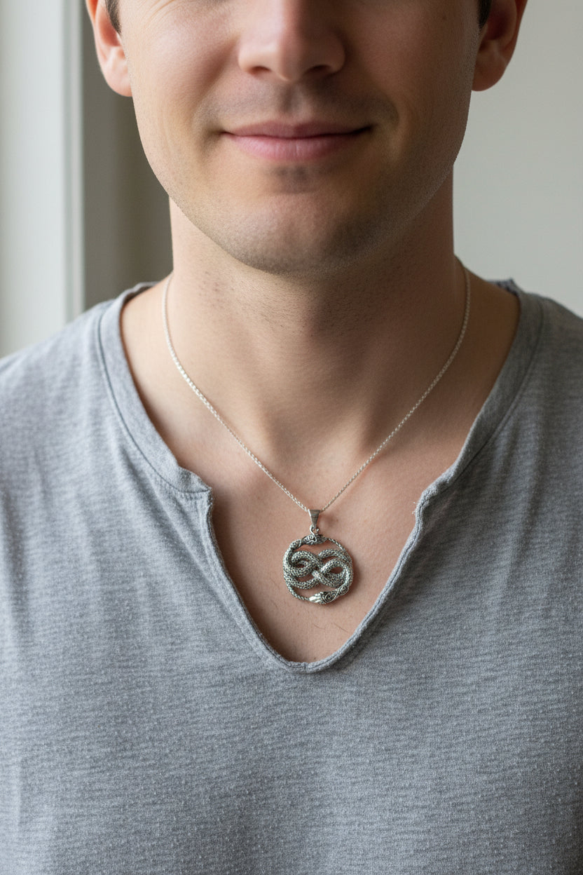 Sivart Celtic Snake Necklace in Sterling Silver | Pendant | Wiccan Center
