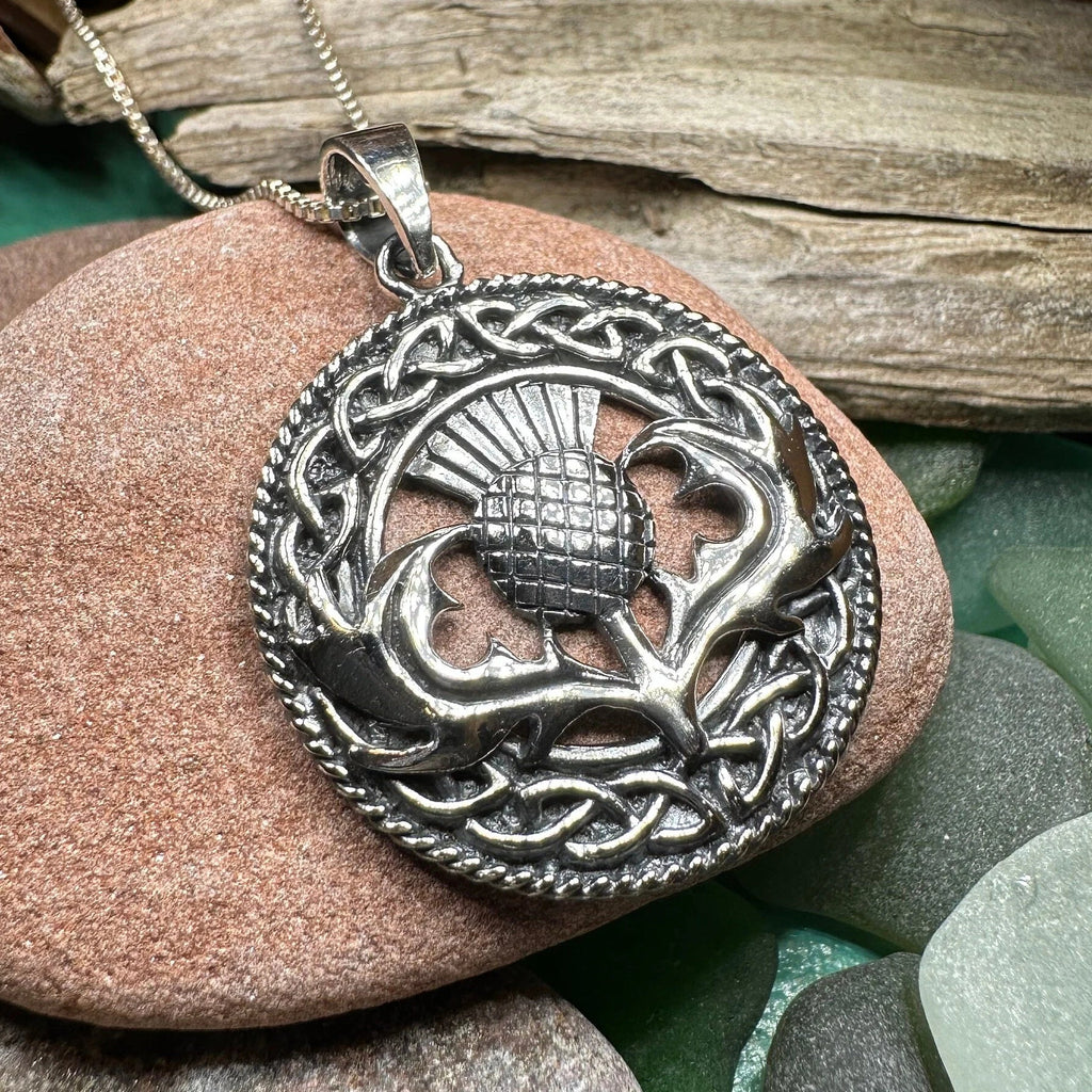 Ainsley Scottish Thistle Necklace in Sterling Silver | Pendant | Wiccan Center