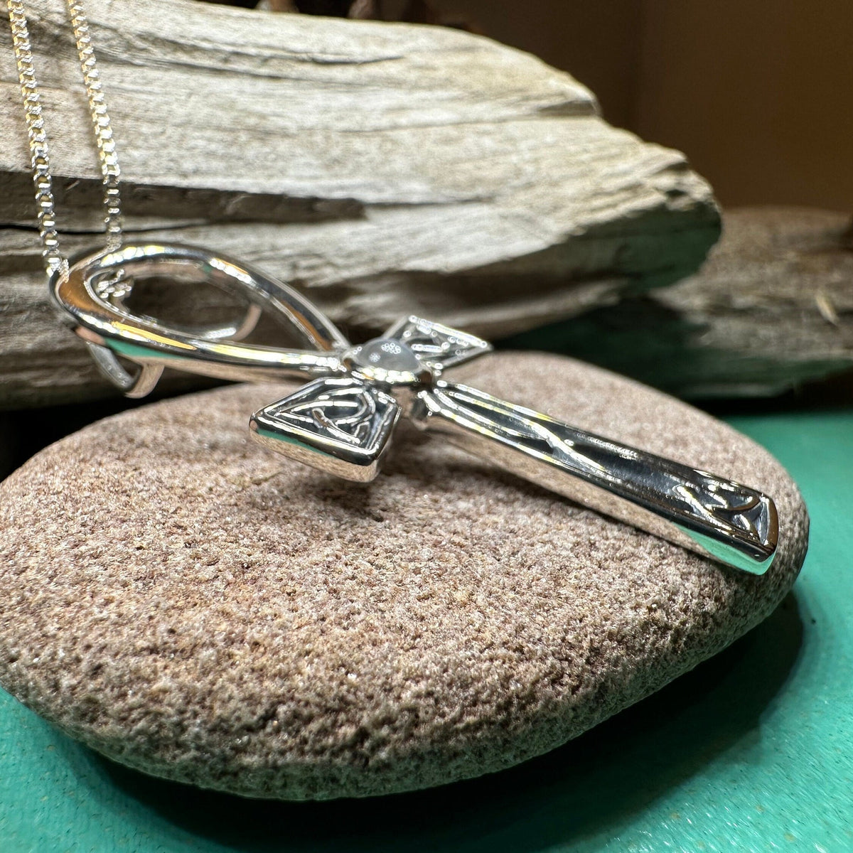 Celtic Ahnk Moonstone Necklace in Sterling Silver | Pendant | Wiccan Center