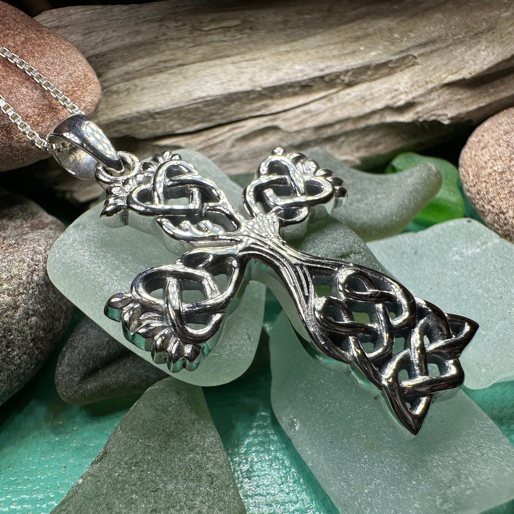 Eternal Tree Celtic Cross Necklace in Sterling Silver | Pendant | Wiccan Center