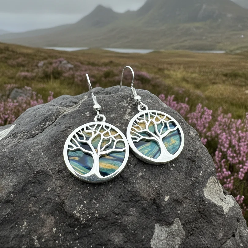 Heathergems Tree of Life Earrings from Scotland | Dangle Earrings | Wiccan Center