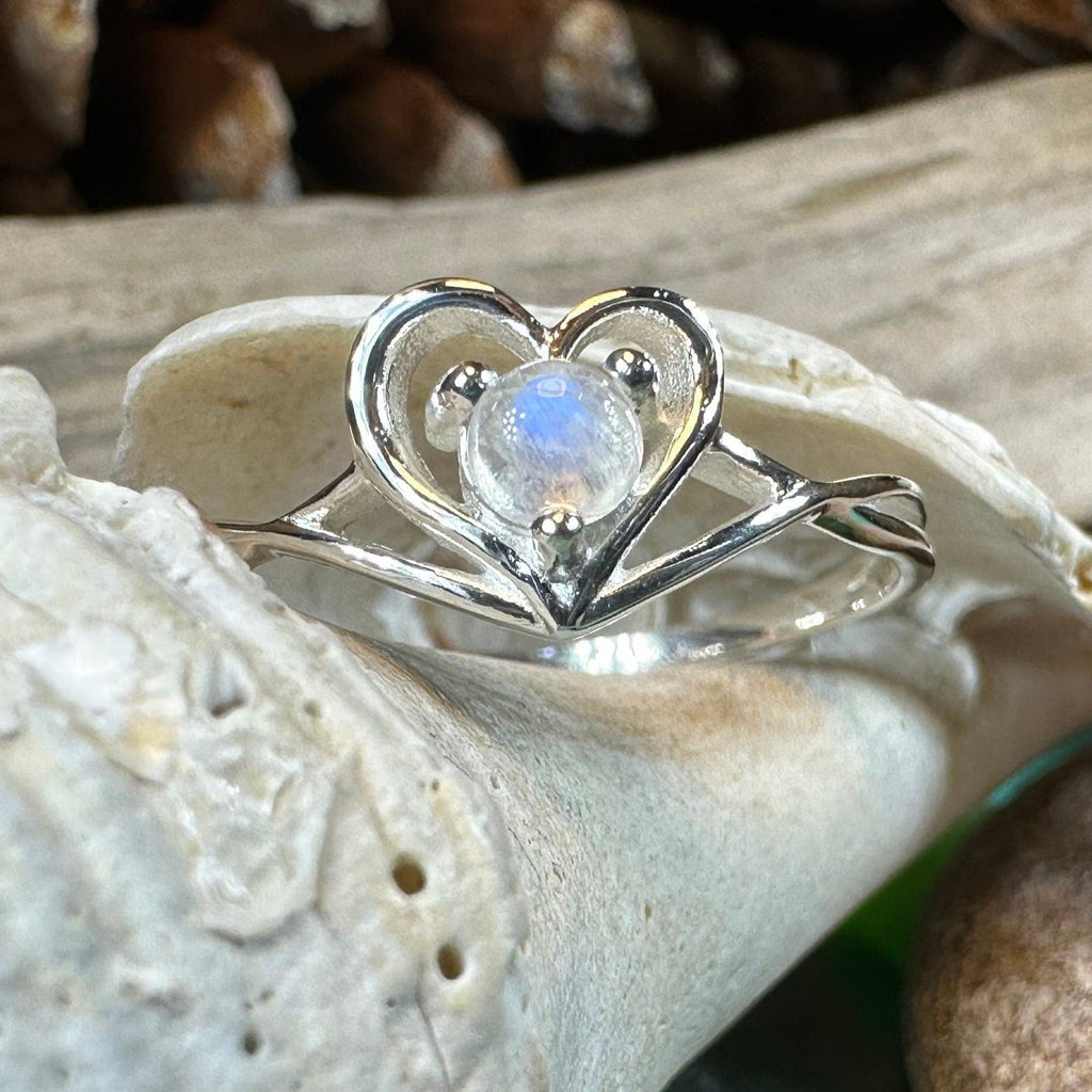 Isidore Moonstone Heart Ring in Sterling Silver | Ring | Wiccan Center