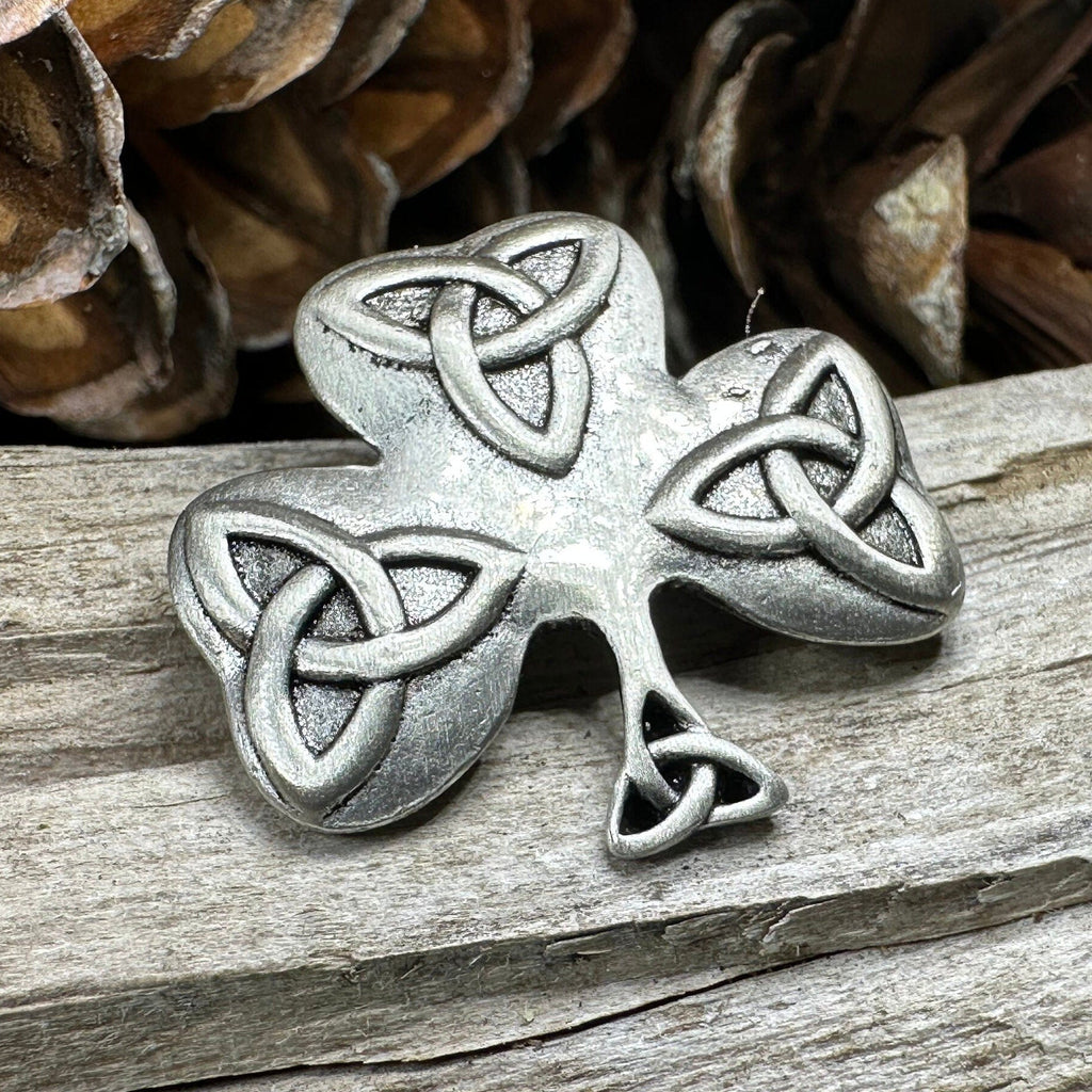 Trinity Knot Shamrock Brooch in Pewter | Brooch | Wiccan Center