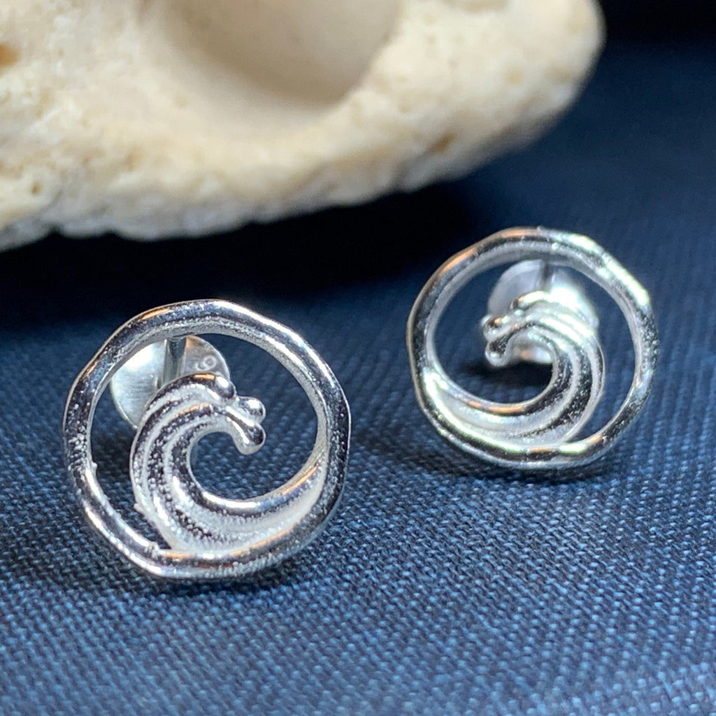 Pacific Wave Earrings in Sterling Silver | Post Earrings | Wiccan Center