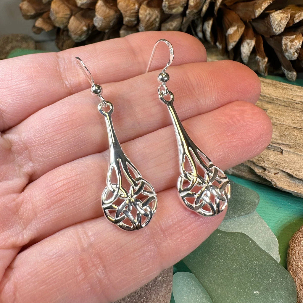 Celtic Teardrop Earrings in Sterling Silver | Dangle Earrings | Wiccan Center