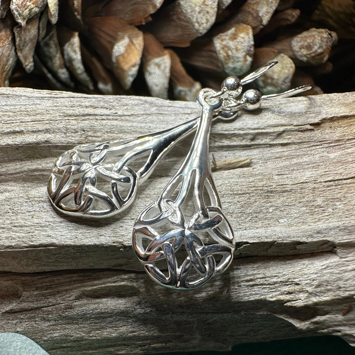 Celtic Teardrop Earrings in Sterling Silver | Dangle Earrings | Wiccan Center