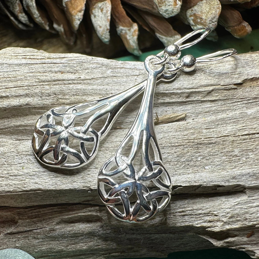 Celtic Teardrop Earrings in Sterling Silver | Dangle Earrings | Wiccan Center