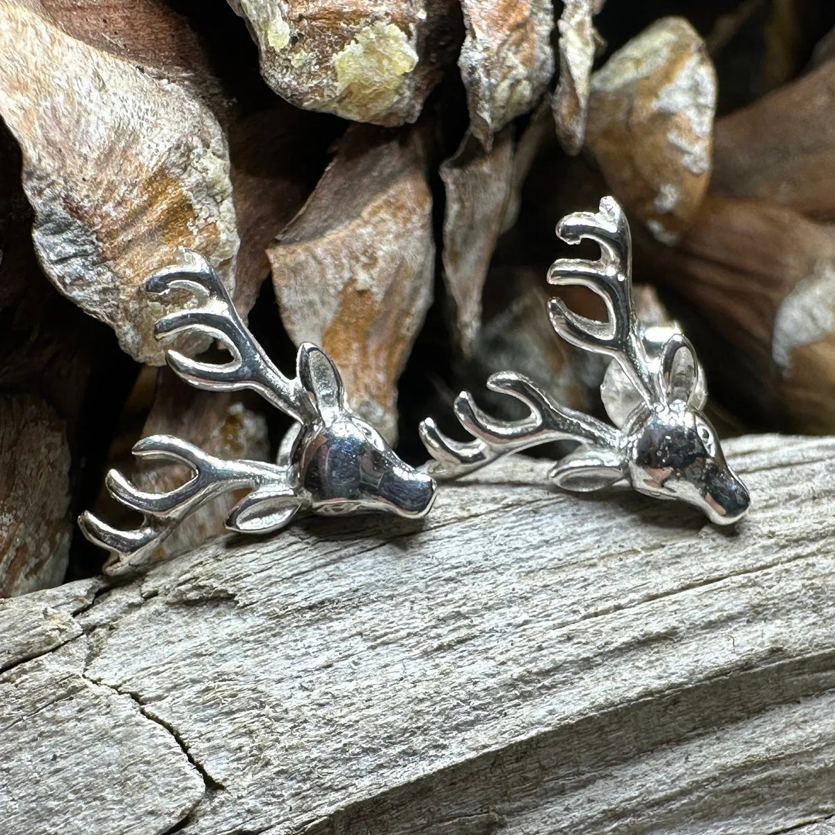 Stag Stud Earrings in Sterling Silver