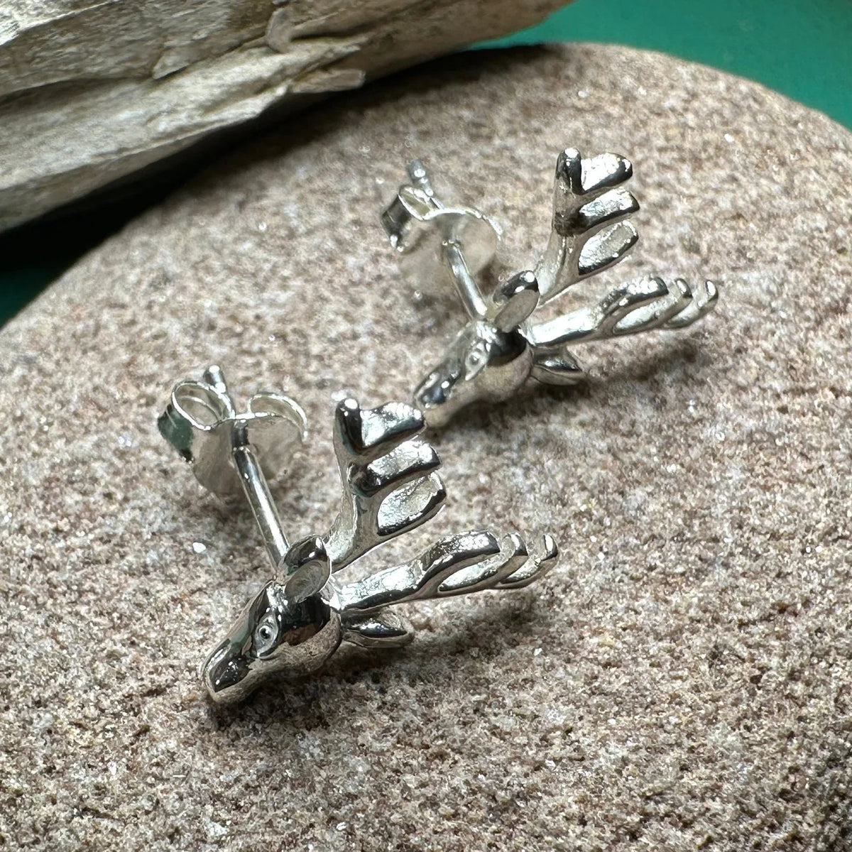 Stag Stud Earrings in Sterling Silver