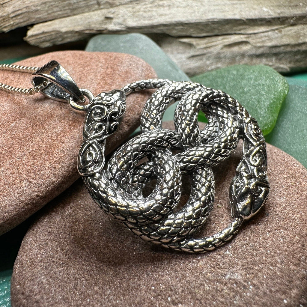 Sivart Celtic Snake Necklace in Sterling Silver | Pendant | Wiccan Center