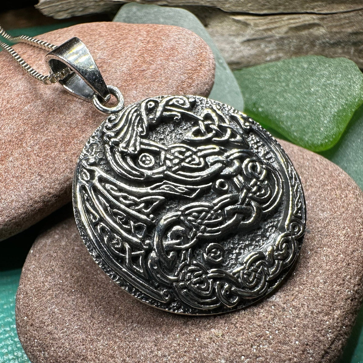 Skoll Celtic Dragon Necklace in Sterling Silver | Pendant | Wiccan Center