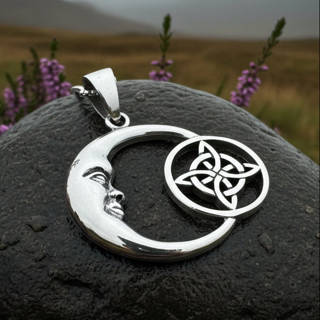 Nightdreamer Celtic Crescent Moon Necklace in Sterling Silver | Pendant | Wiccan Center