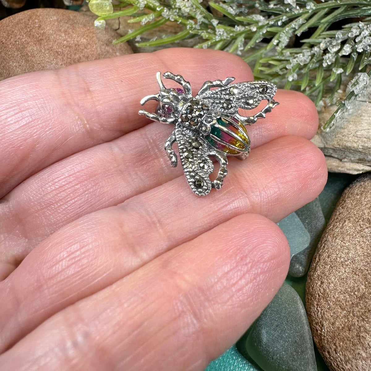 Marcasite Bee Pin in Sterling Silver