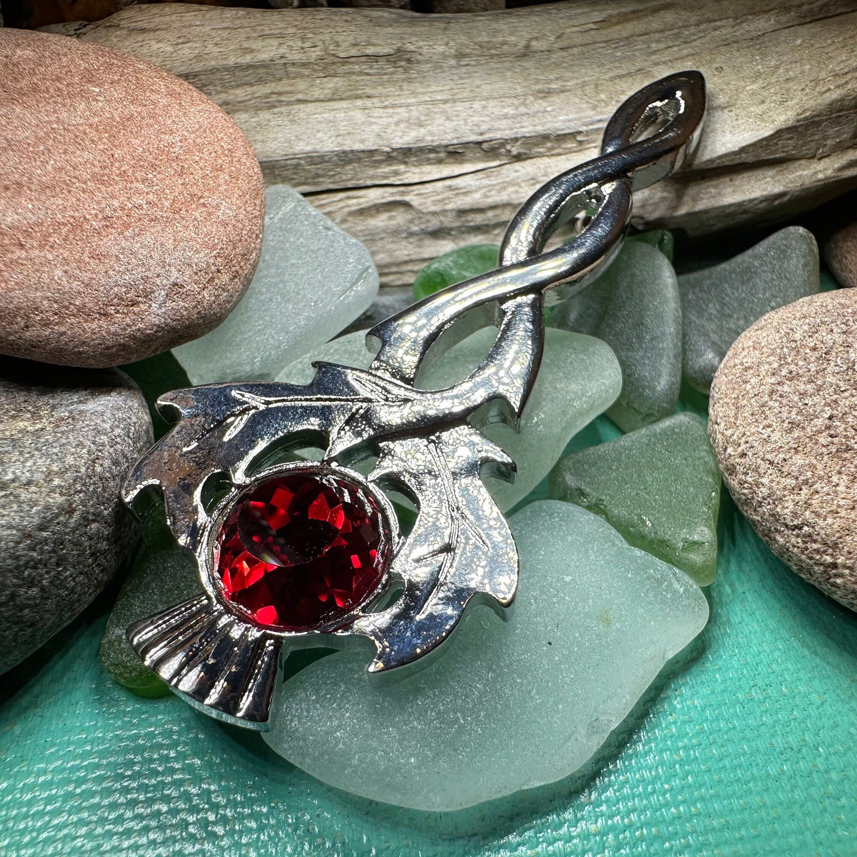 Crystal Thistle Kilt Pin - Handmade in Scotland