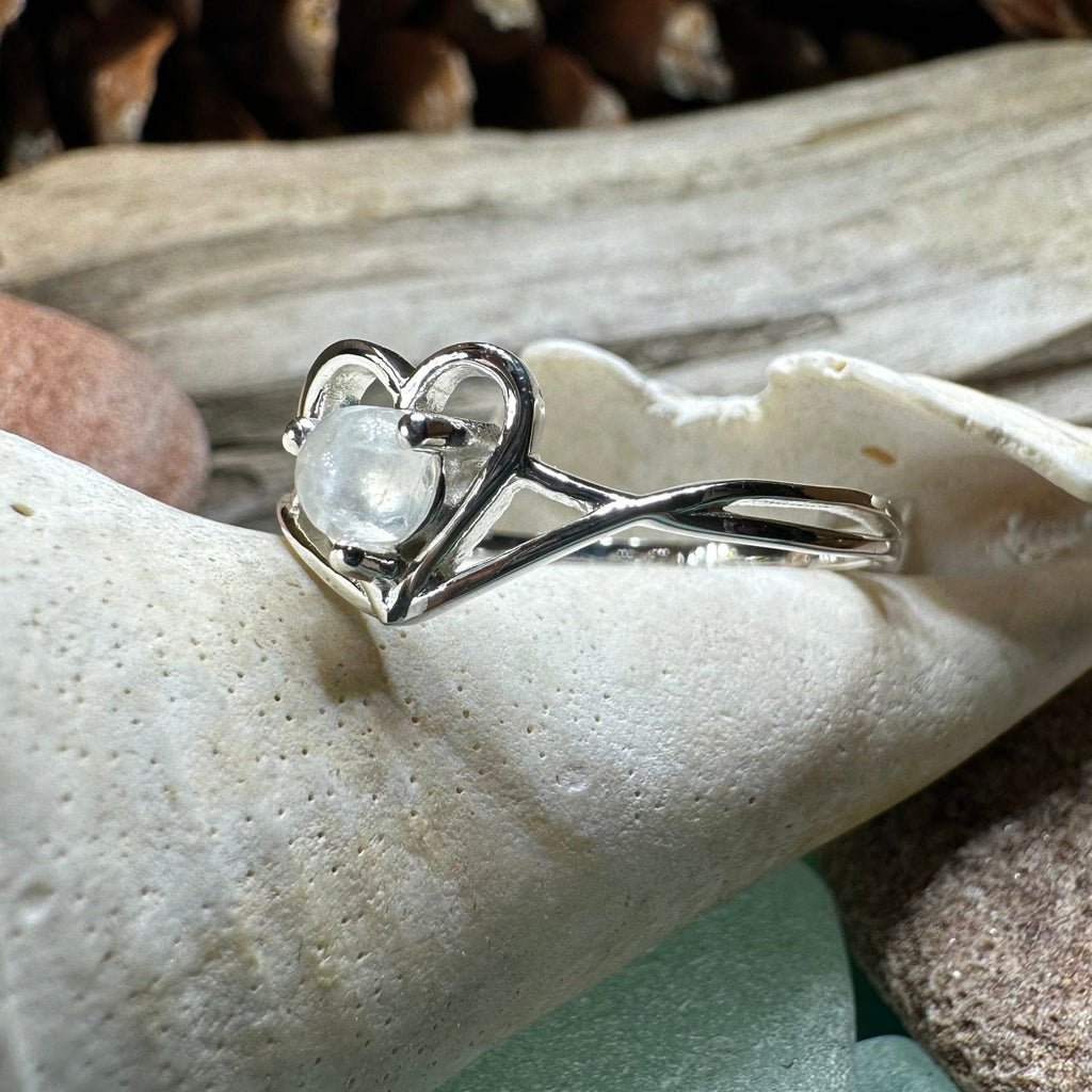 Isidore Moonstone Heart Ring in Sterling Silver | Ring | Wiccan Center
