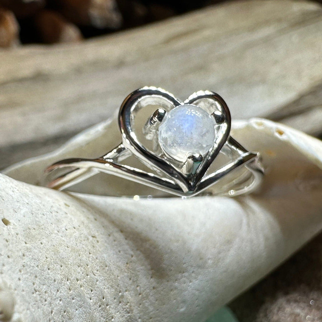 Isidore Moonstone Heart Ring in Sterling Silver | Ring | Wiccan Center