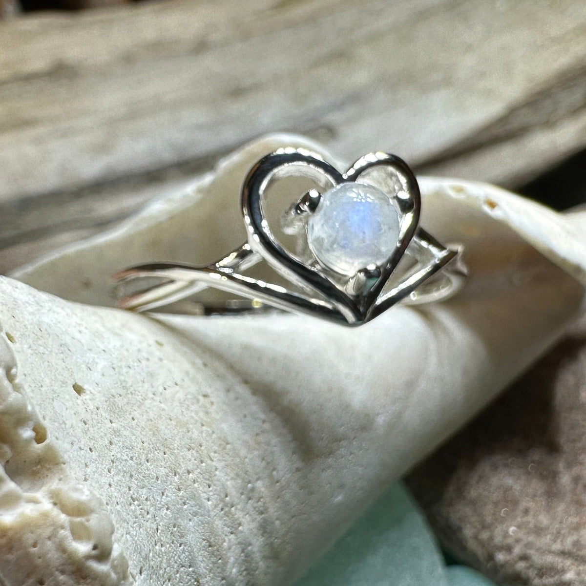 Isidore Moonstone Heart Ring in Sterling Silver | Ring | Wiccan Center