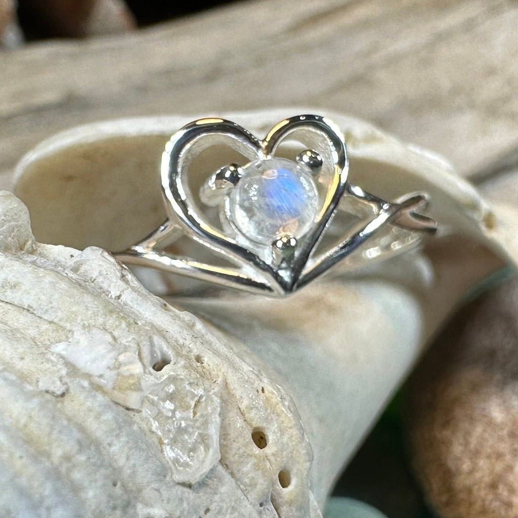Isidore Moonstone Heart Ring in Sterling Silver | Ring | Wiccan Center