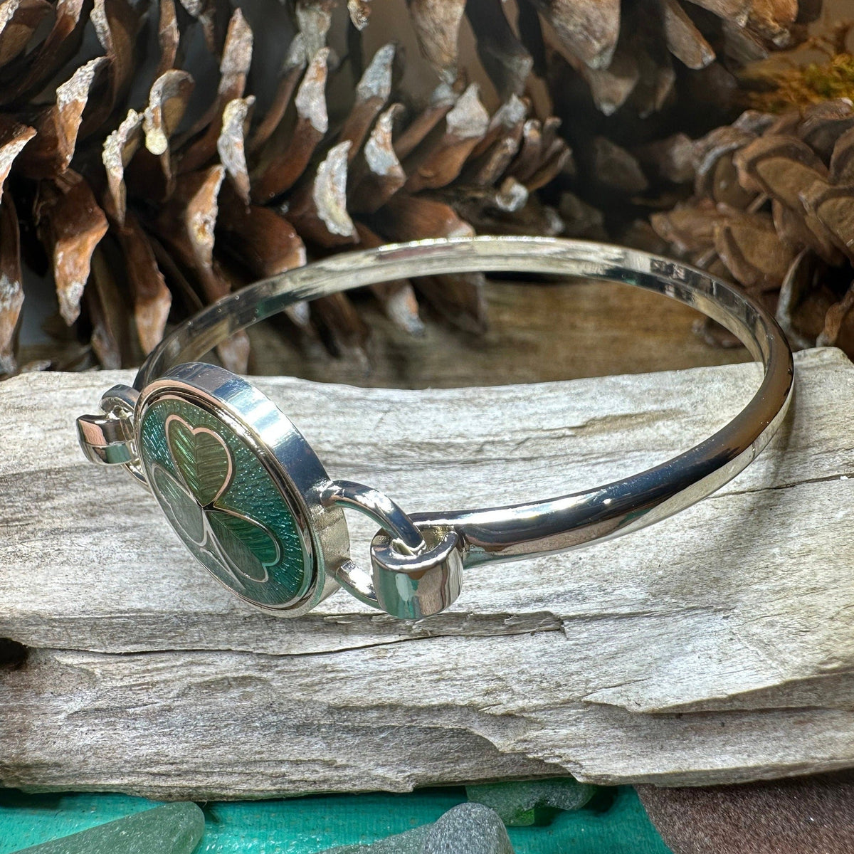 Enamel Irish Shamrock Bracelet | Bracelet | Wiccan Center