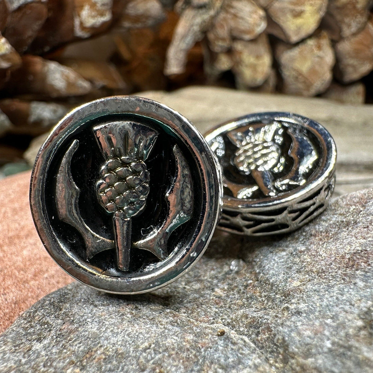 Elegant Scottish Thistle Cufflinks for Men | Cuff Links | Wiccan Center