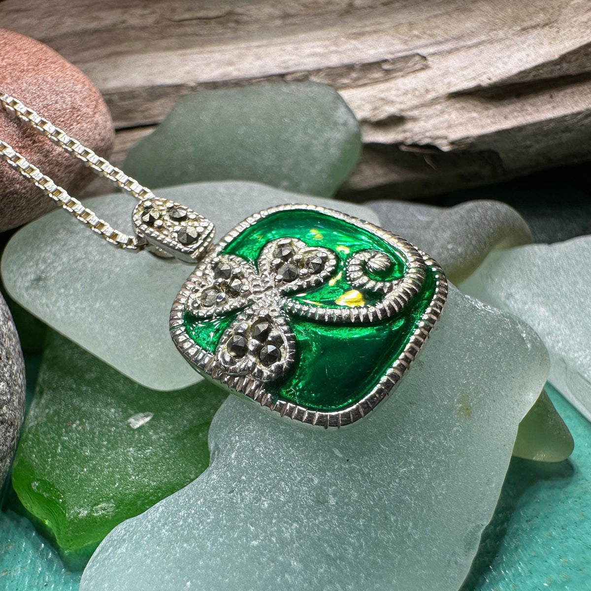 Shannyn Shamrock Enamel Necklace | Pendant | Wiccan Center