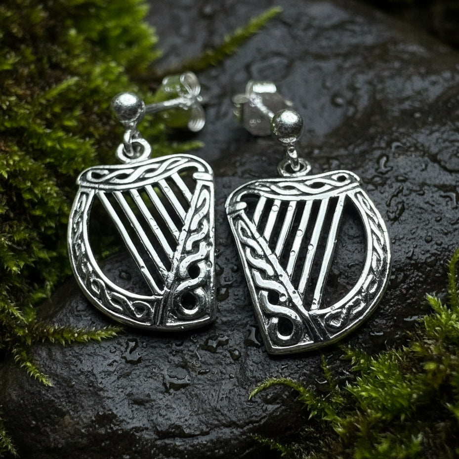 Ancient Harp Post Back Earrings | Post Earrings | Wiccan Center