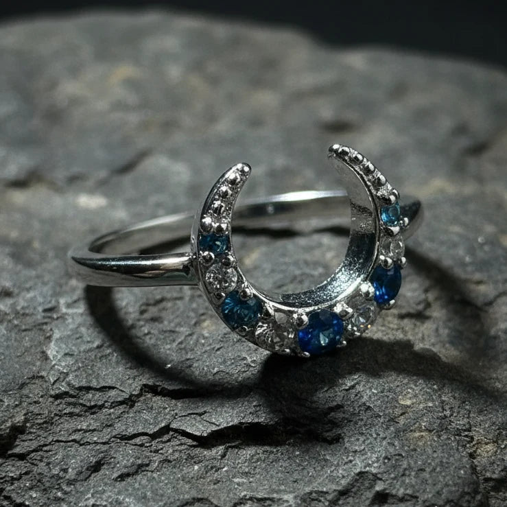 Romantic Crescent Moon Ring in Sterling Silver | Ring | Wiccan Center