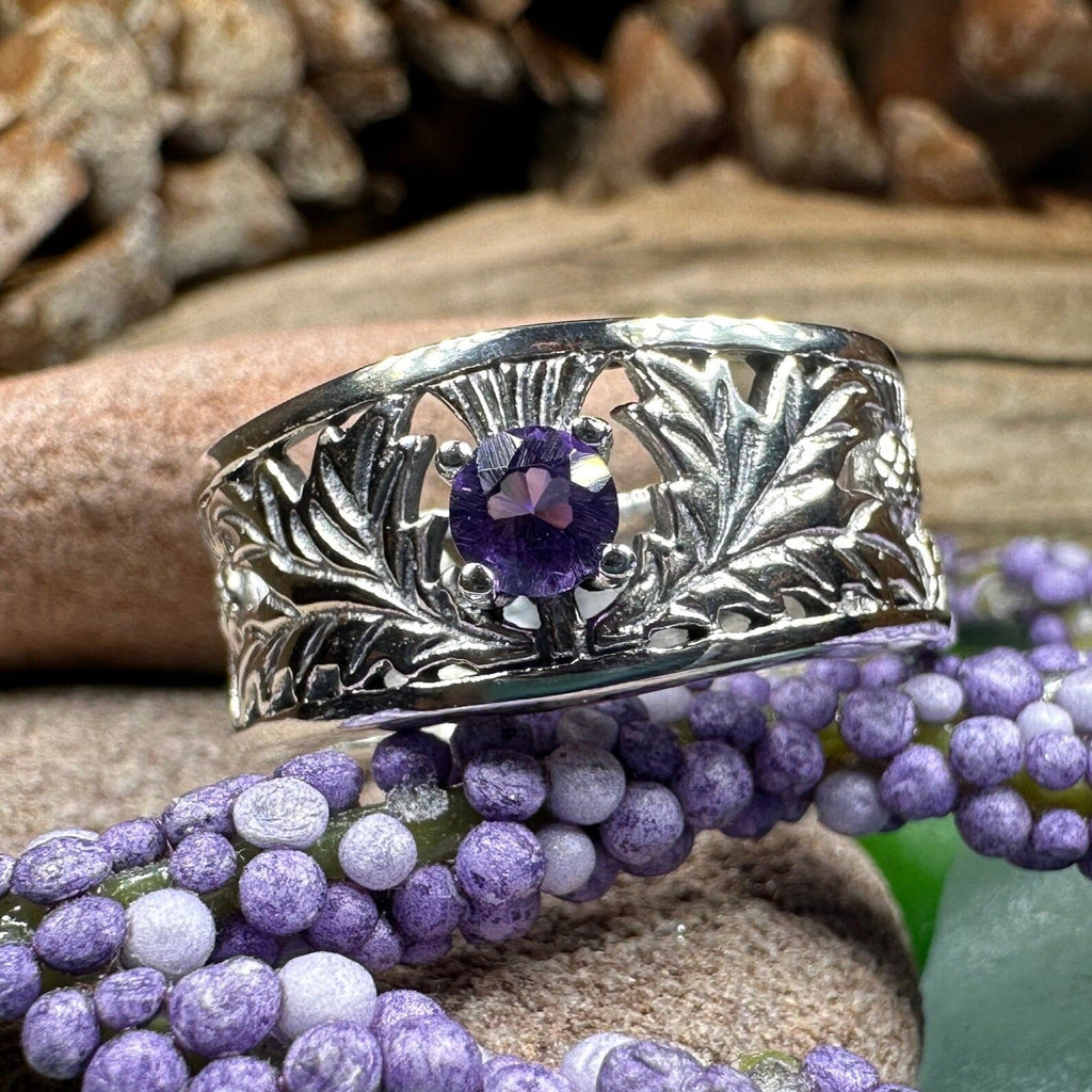 Rhoswen Scottish Thistle Band Ring in Sterling Silver | Ring | Wiccan Center