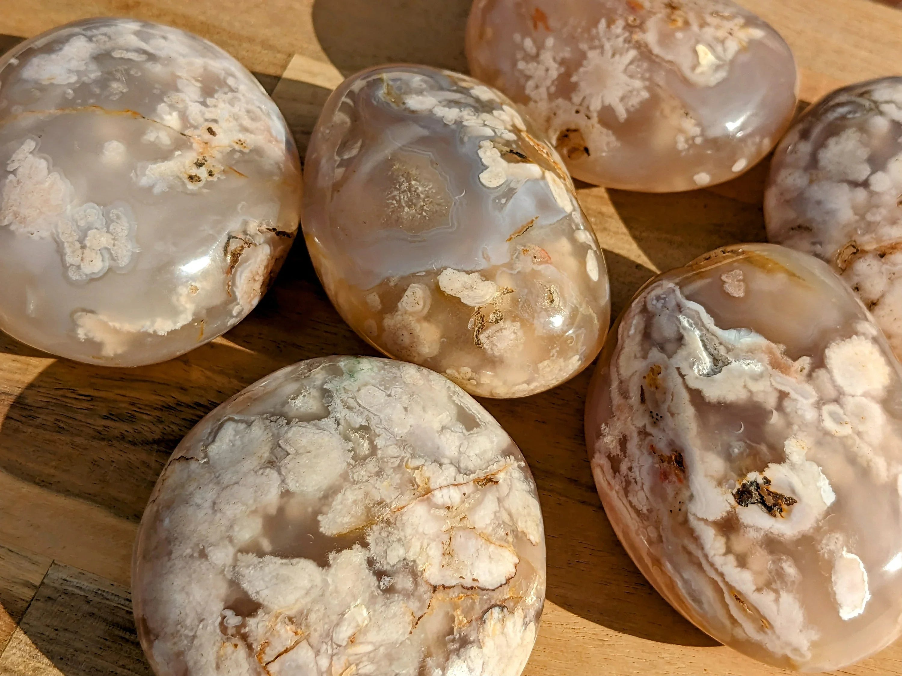XL Flower Agate Palm Stones | | Wiccan Center