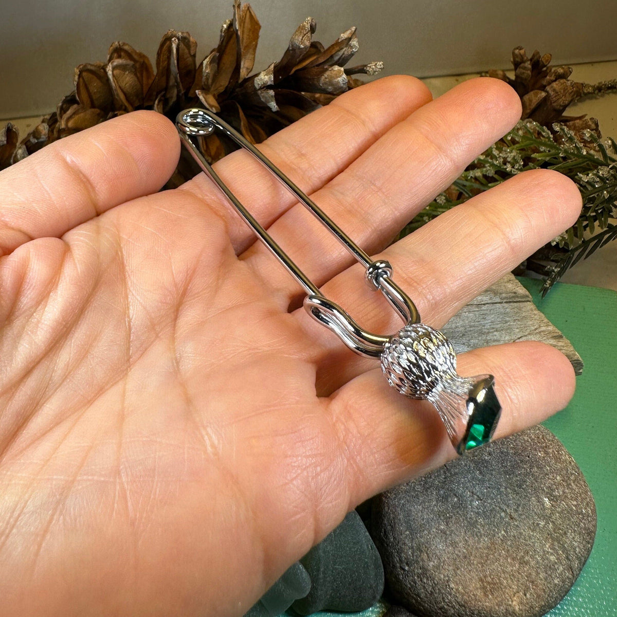 Thistle Crystal Kilt Pin - Handmade in Scotland | Kilt Pin | Wiccan Center