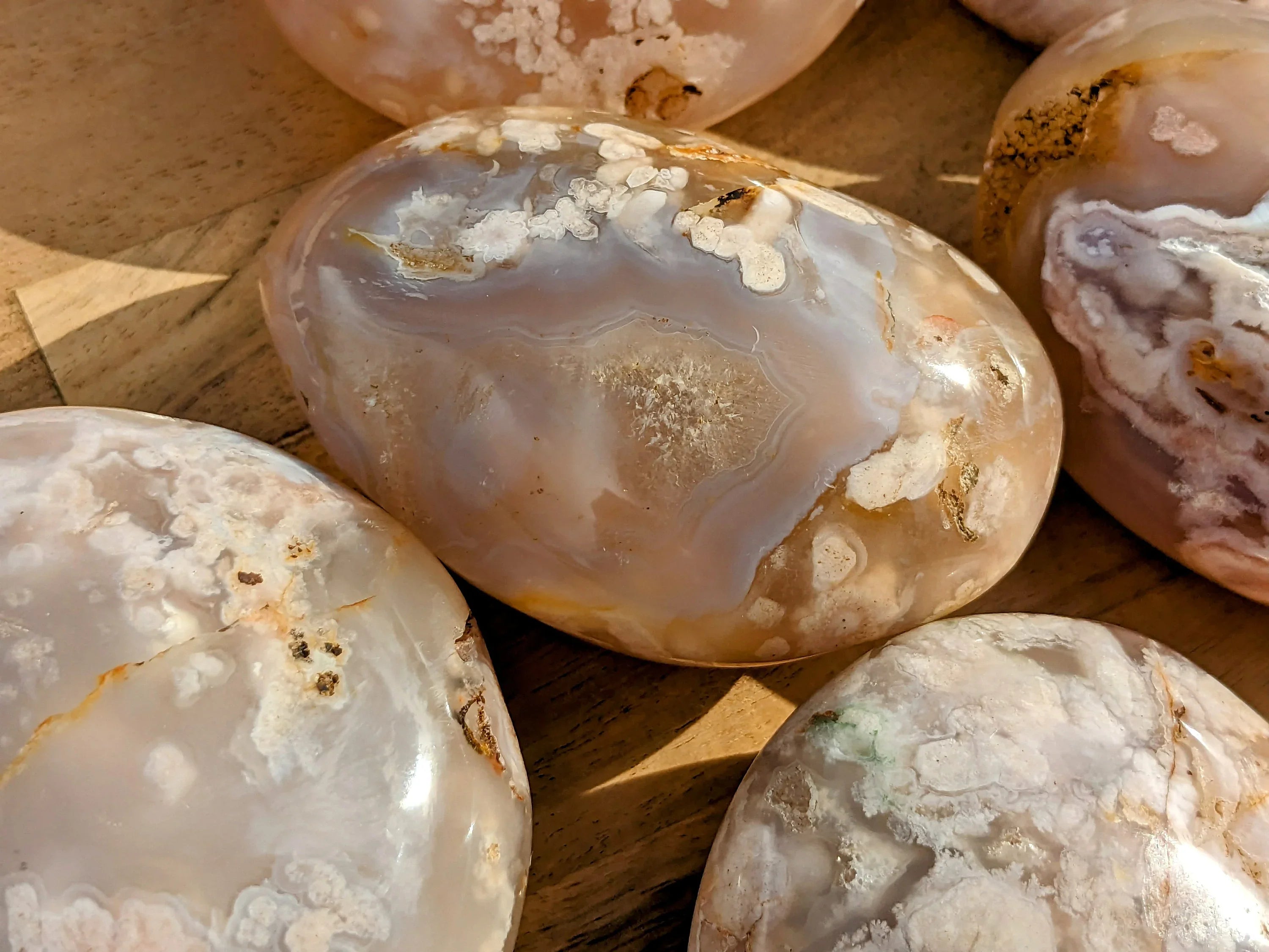 XL Flower Agate Palm Stones | | Wiccan Center