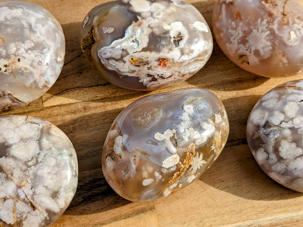 XL Flower Agate Palm Stones | | Wiccan Center