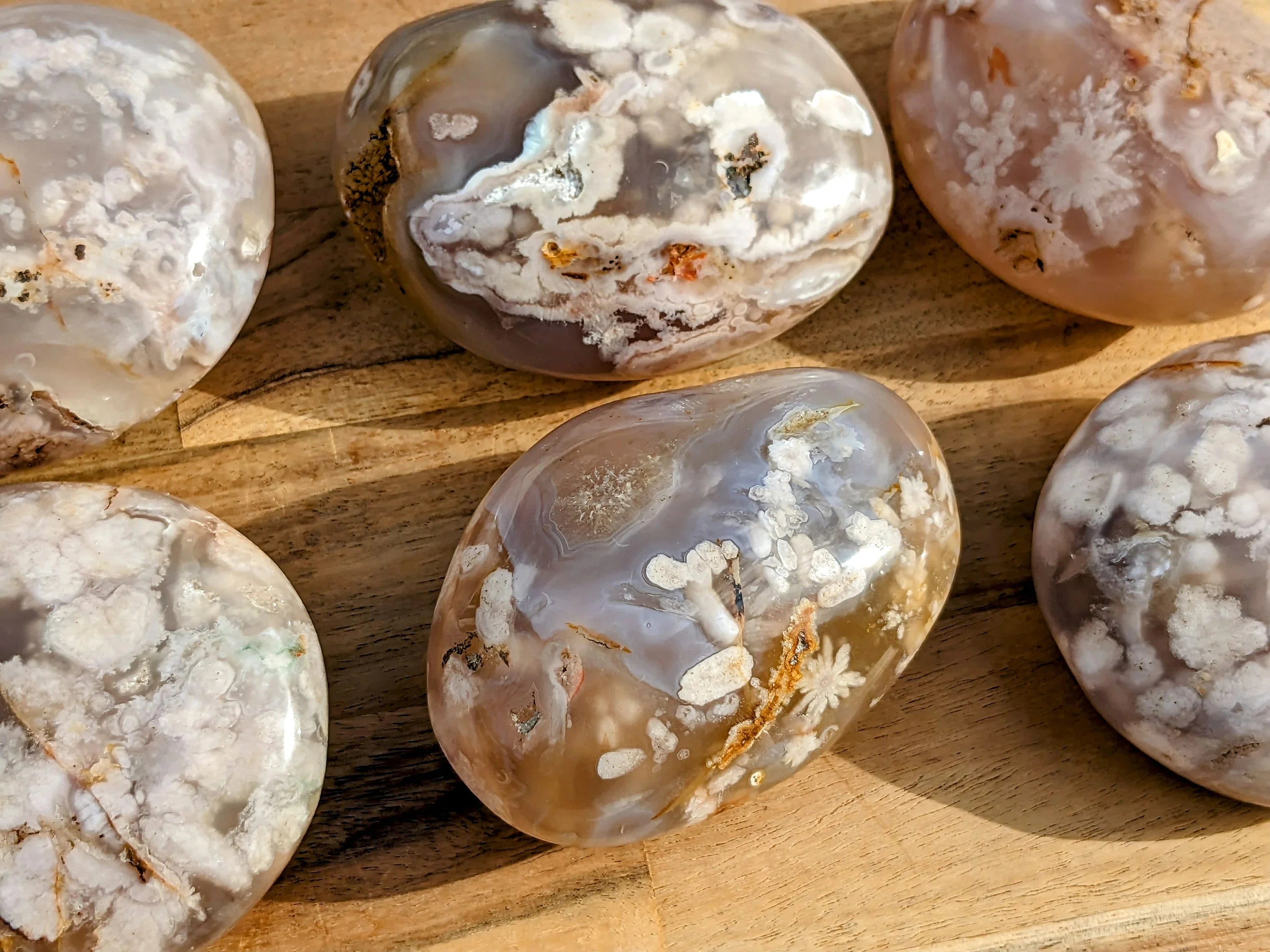 XL Flower Agate Palm Stones | | Wiccan Center