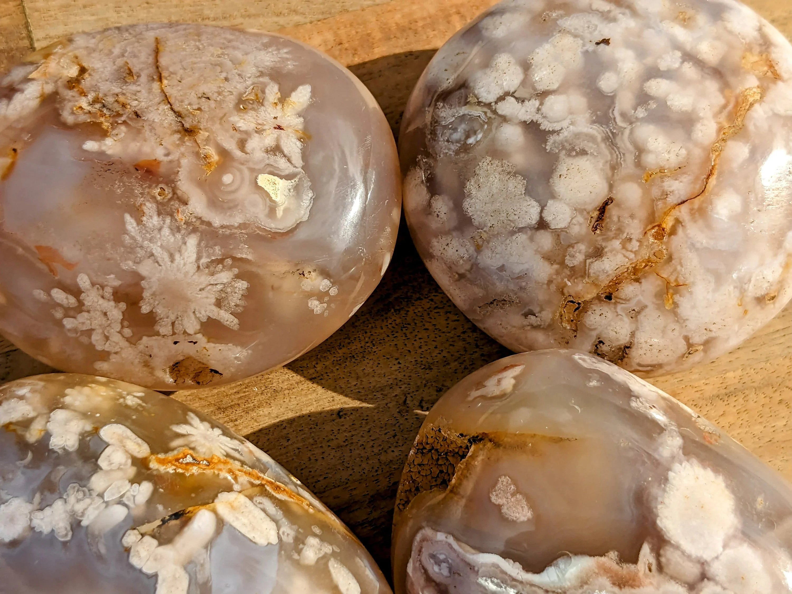 XL Flower Agate Palm Stones | | Wiccan Center