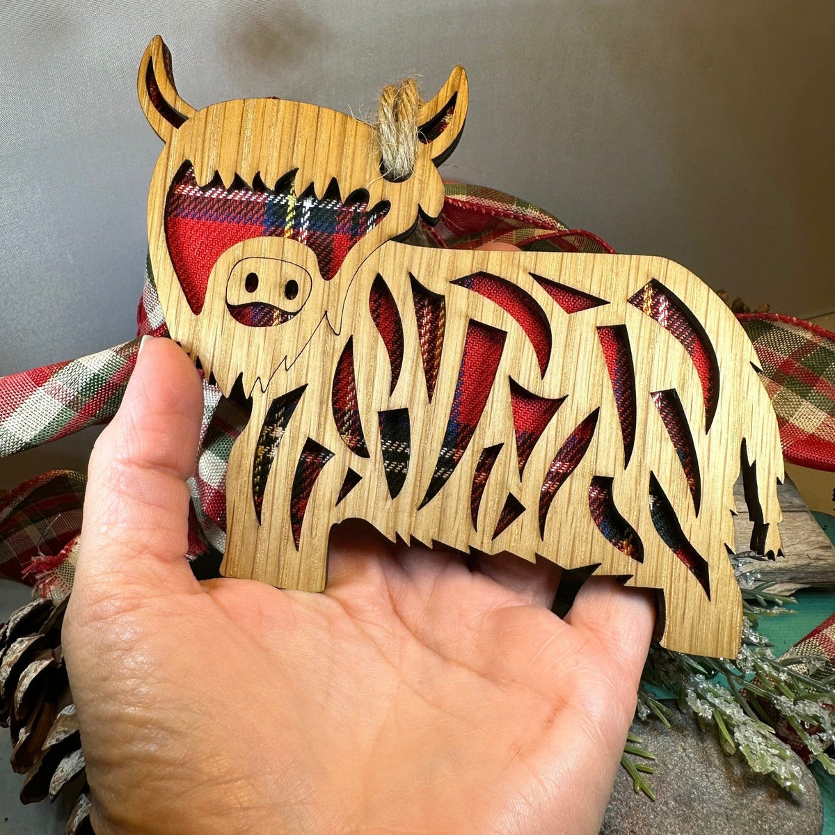 Tartan Highland Cow Ornament | Gifts | Wiccan Center