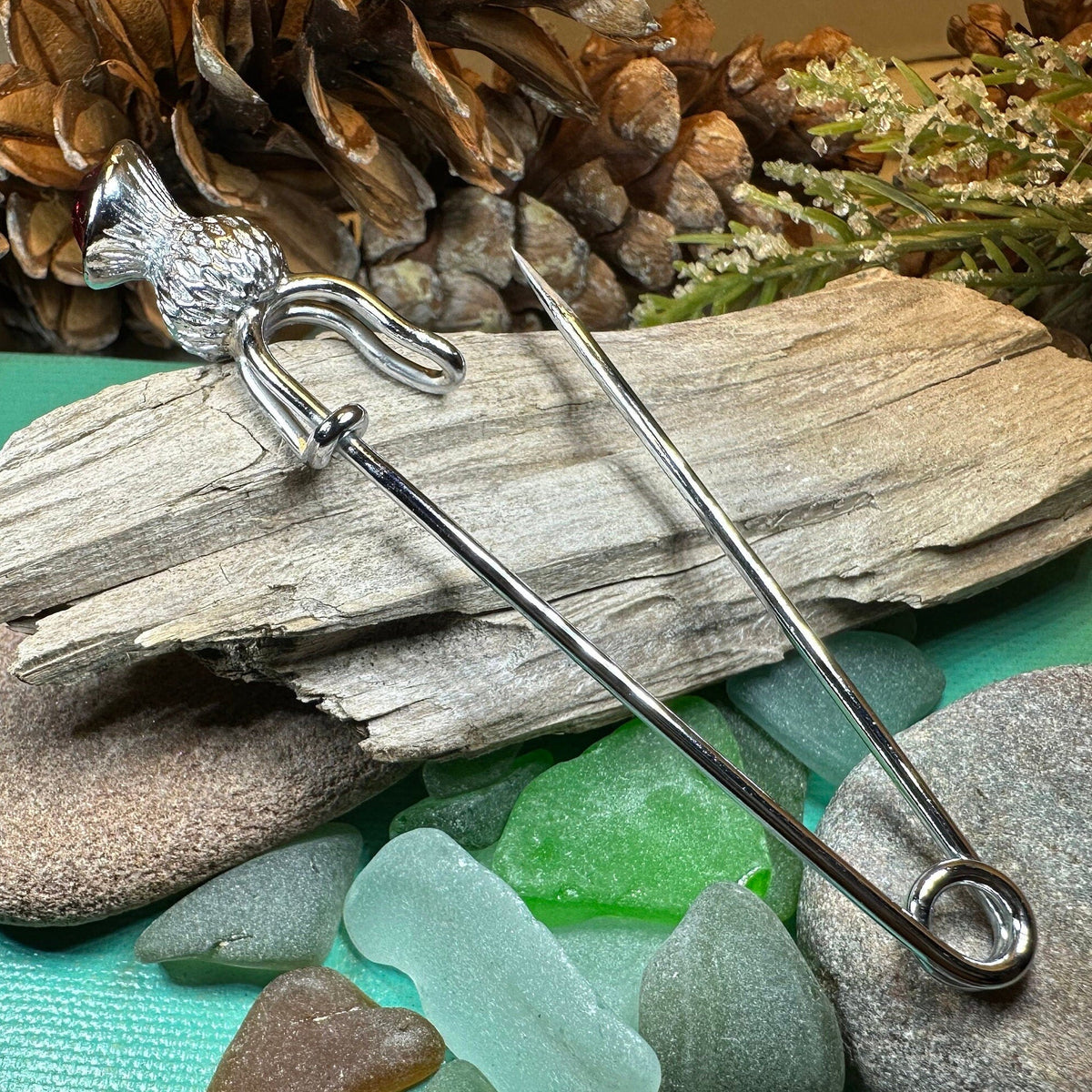Thistle Crystal Kilt Pin - Handmade in Scotland