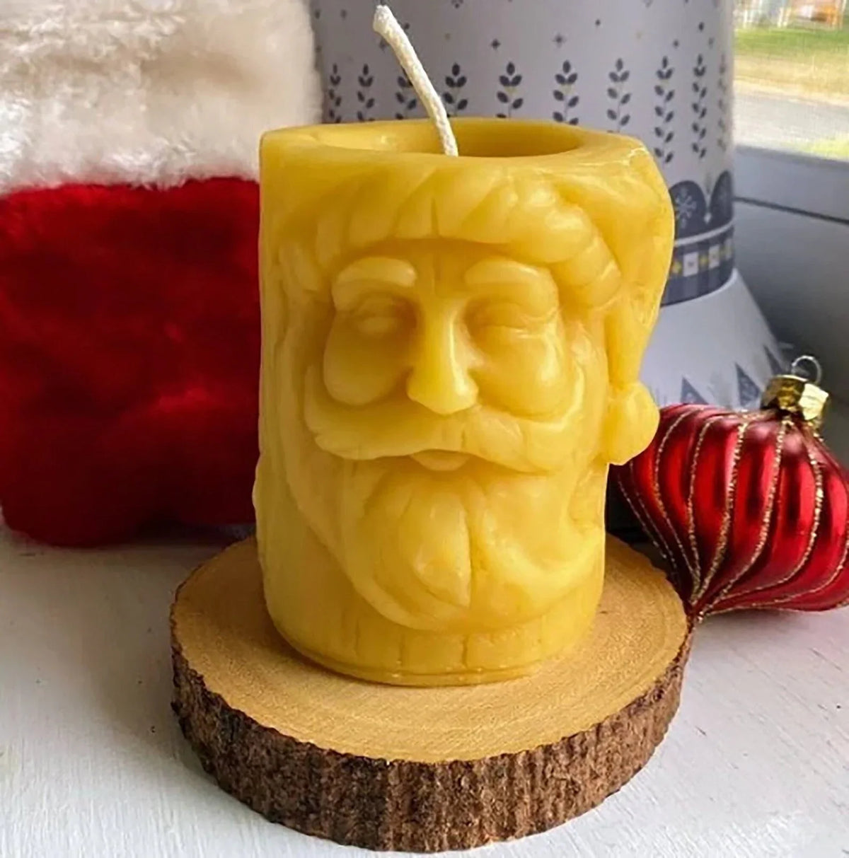 Christmas Beeswax Pillar Candles Santa Snowman Reindeer Gingerbread Holiday Gifts | Pillar Candles | Wiccan Center