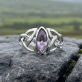 Pink Celtic Trinity Knot Ring in Sterling Silver