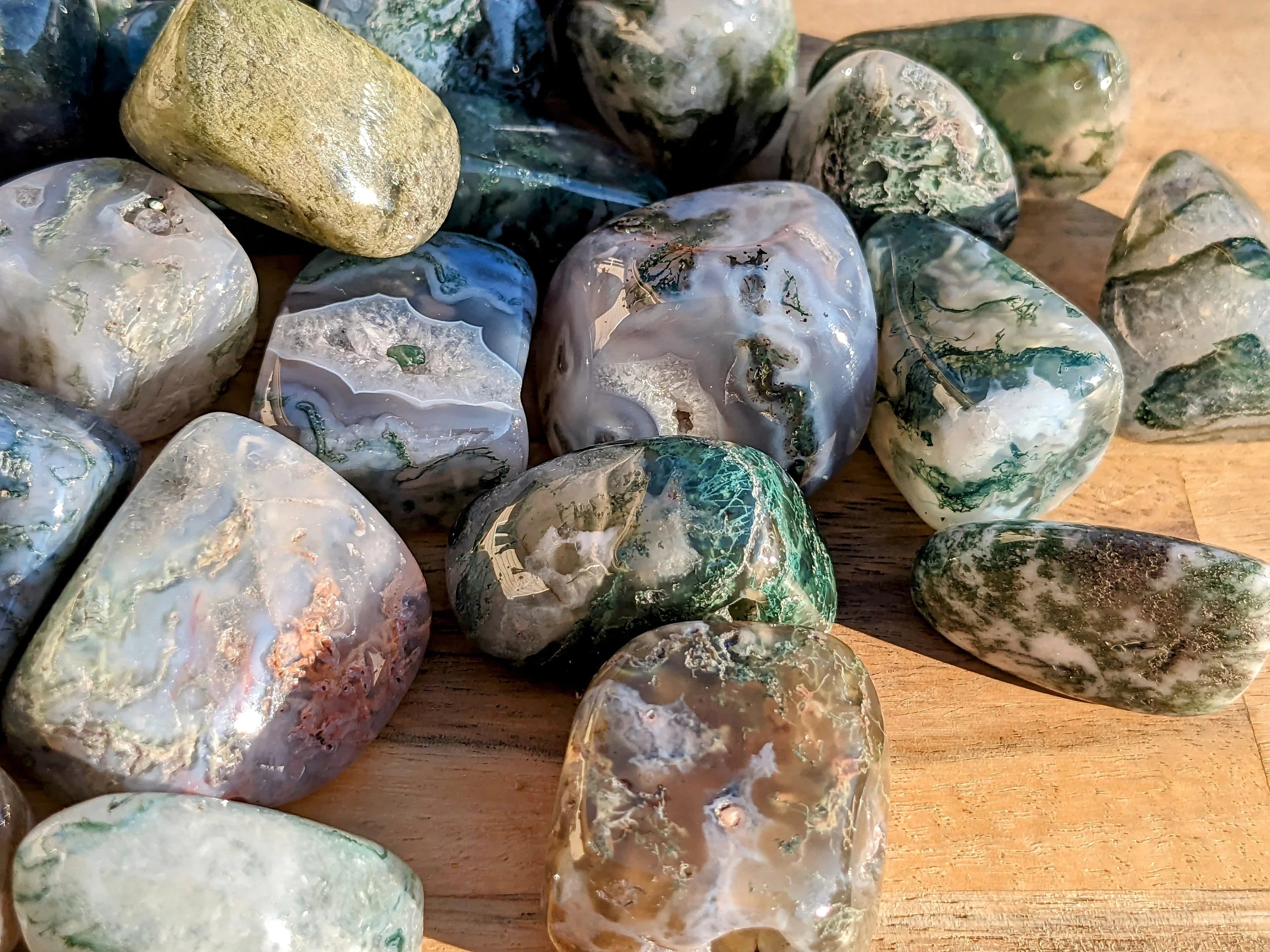 Moss Agate Tumbled Stones | | Wiccan Center