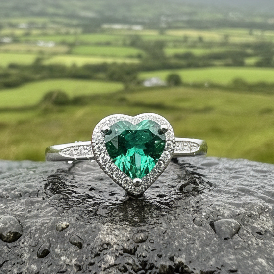 Ireland's Emerald Heart Ring in Sterling Silver | Ring | Wiccan Center