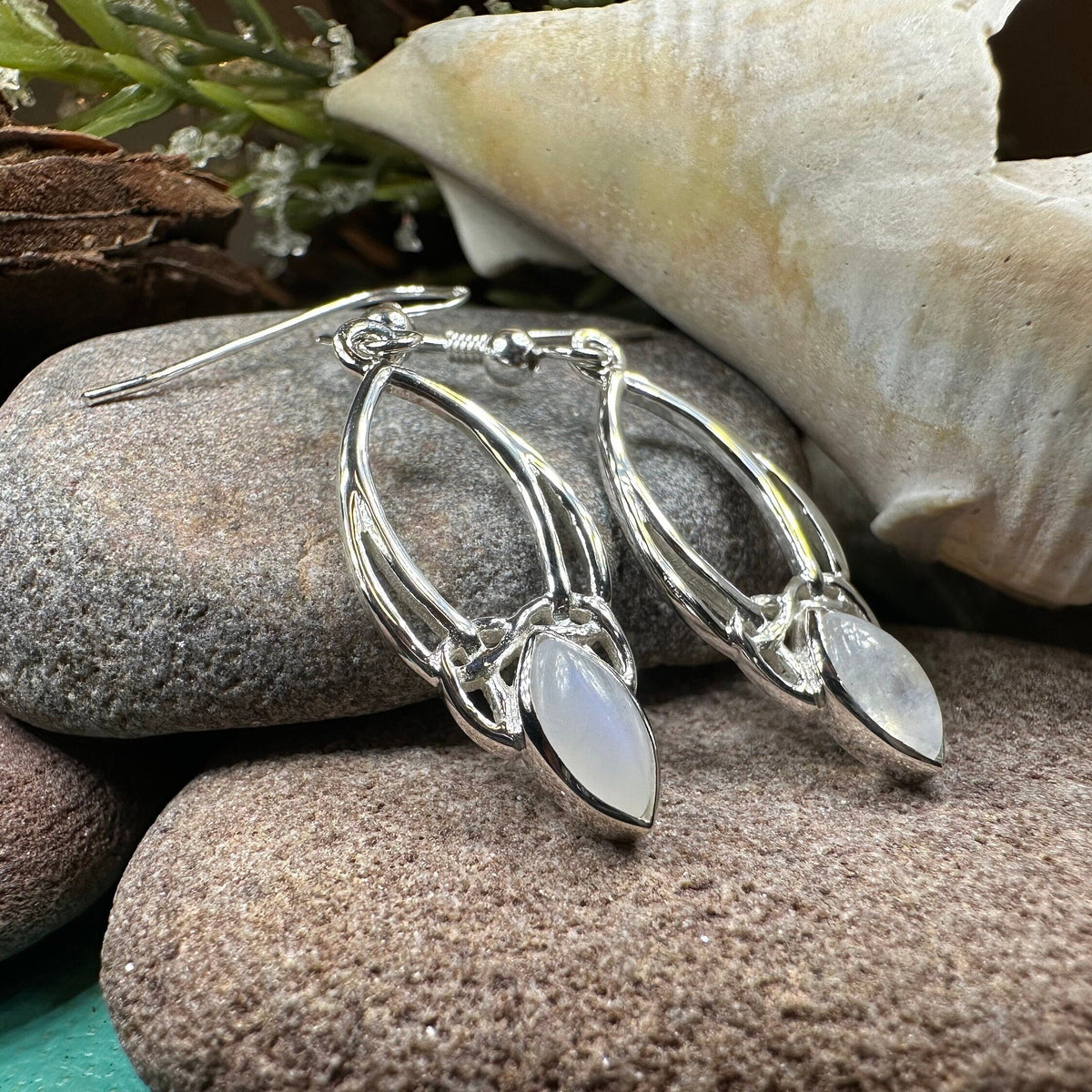 Lalvyna Trinity Knot Moonstone Earrings | Dangle Earrings | Wiccan Center
