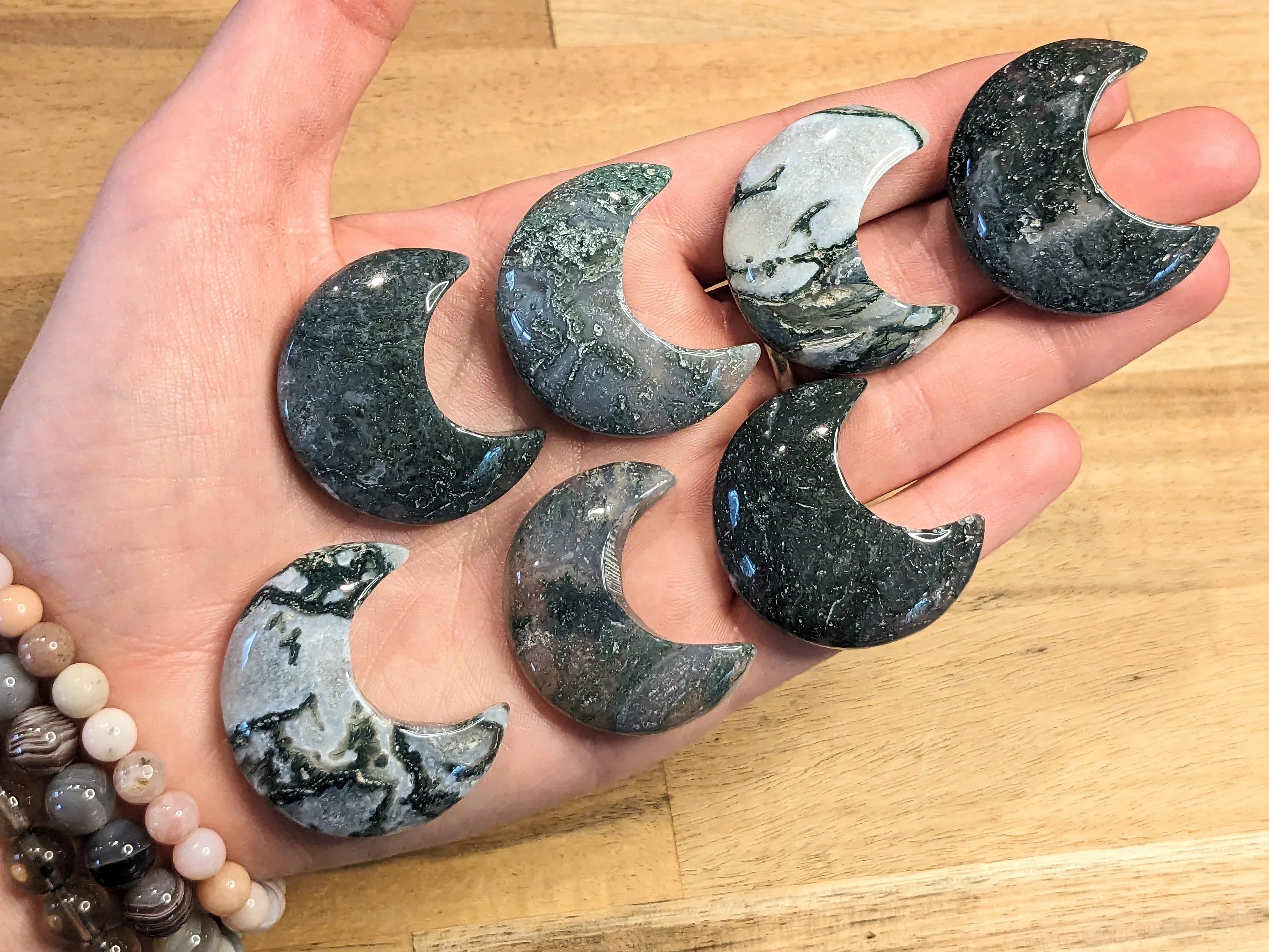 Moss Agate Mini Moons | | Wiccan Center